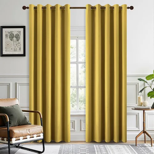 Vista 67 de DONREN Cortinas opacas completas para dormitorio, aislamiento térmico y reducción de ruido, cortinas de lino con ojales para sala de estar y Negro