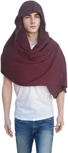 Vista 15 de Bufanda con capucha estilo pícaro, capa medieval, renacentista, para hombre, calentador de cuello con capucha, accesorios Cyberpunk
