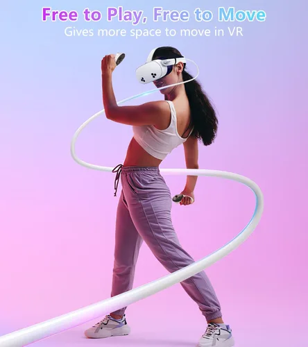 Vista 5 de YRXVW Cable de enlace de 10 pies compatible con Meta/Oculus Quest 3S, Quest 3, Quest 2/Pro, PICO 4 accesorios VR, cable de carga y cable de datos