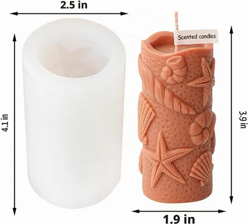 Vista 6 de Molde de Vela de Concha Molde de Cilindro de Concha Molde de Pez de Silicona Onda Espiral para Velas - Moldes de Fundición de Resina de Silicona