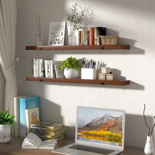 Vista 6 de CONSDAN Estante Flotante para Estante de Libros Montado en la Pared, Estantes Colgantes, Estante Flotante para Dormitorio, Baño, Sala de Estar