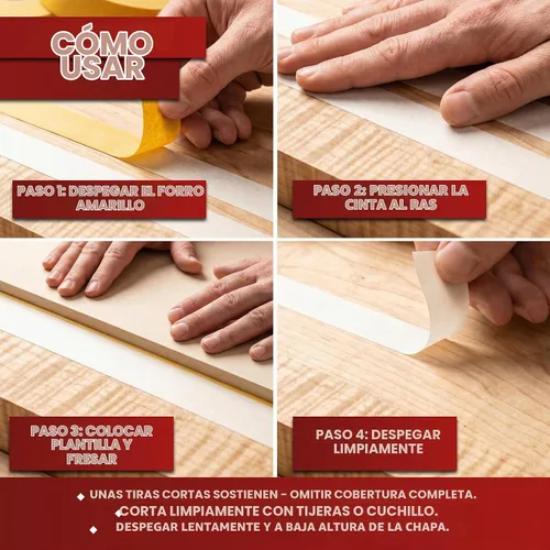 Vista 4 de XFasten Cinta de carpintería de doble cara de 1/2 pulgada x 36 yardas (paquete de 4) - Cinta de doble cara para plantilla de madera, bandas