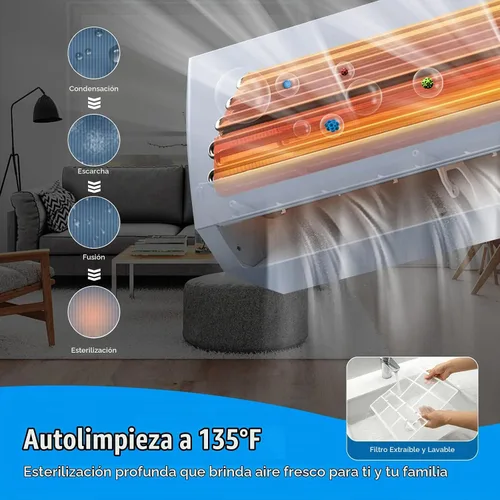 Vista 7 de RELAX4LIFE Mini sistema de aire acondicionado dividido/calefacción, 9000 BTU sin conductos Mini Split Aire acondicionado con bomba de calor, control