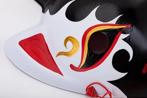 Vista 6 de GK-O - Máscara de zorro pintada a mano japonesa para cosplay