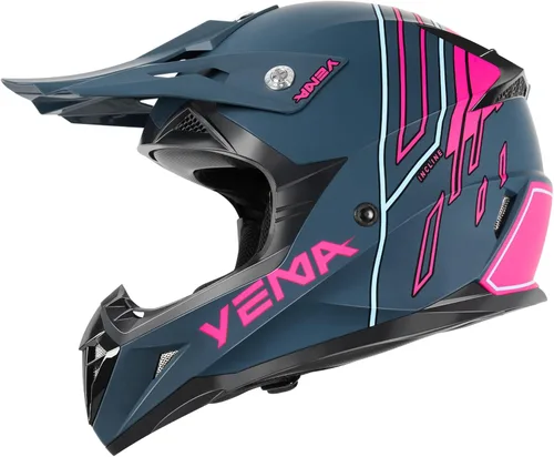 Vista 4 de Casco para Dirt Bike YEMA aprobado por DOT - Casco de motocross ATV MX BMX todoterreno de cara completa con 8 ventilaciones y forro removible, casco