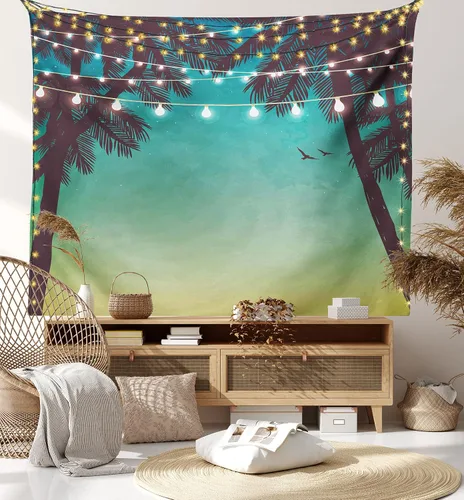 Vista 46 de Ambesonne Tapiz hippie, abrazo de hongos de ensueño y árbol de la vida místico y mandal verde, decoración de tela para colgar en la pared