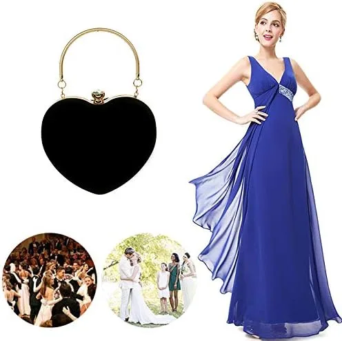 Vista 6 de Goclothod Bolso de mano con forma de corazón para mujer, bolso de hombro de terciopelo