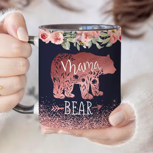 Vista 3 de YouNique Designs Taza de mamá oso, 11 onzas, taza para mamá, taza de mamá oso, taza de café única para el día de la madre de hija e hijo, Best Mom