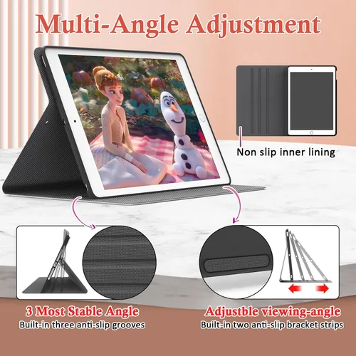 Vista 3 de Funda para iPad de 6ª/5ª generación 2018/2017, para iPad Air 2 2014/Air 1 2013 de 9.7 pulgadas, soporte de visión multiángulo de 9.7 pulgadas, funda