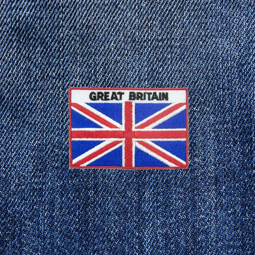 Vista 6 de Parche bordado británico+United Kindom Flag Pinbadges, Reino Unido Gran Bretaña Hierro en coser en emblema Parche aplique NO.015A, Rojo, azul