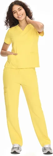 Vista 26 de COZYFIT Scrubs for Women Set - V-Neck & Straight Leg Pants with 9 Pockets Negro