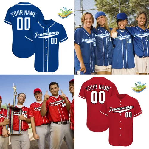 Vista 6 de Camiseta de béisbol personalizada para hombre, a rayas, con botones, cosidas, para mujeres, jóvenes, niños, uniforme deportivo