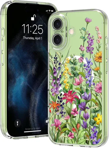 Vista 28 de OOK Magnetic for iPhone 17 Case Clear Pretty Flower Girls Women [Not Yellowing][Screen Protector] [ MagSafe Compatible] with Full Camera Lens