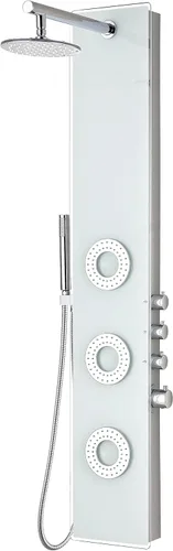 Vista 9 de ANZZI Sistema de Panel de Cabezal de Regadera Fontan Acero Cepillo 6 Chorros Turbo & Multifuncional Jet de Alta Presión + Lluvia + Combo