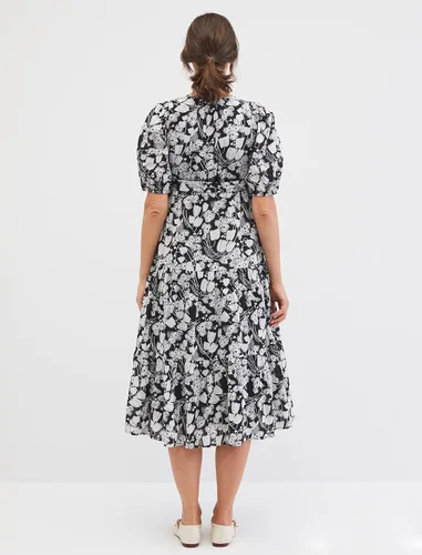 Vista 4 de Motherhood Maternity Vestido largo de maternidad para mujer, para sesión de fotos o baby shower