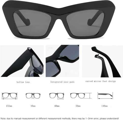 Vista 4 de SUNBSR - Lentes de sol cuadrados retro de ojo de gato para hombres y mujeres estilo de los años 90 con marco grueso con elegantes bordes facetados