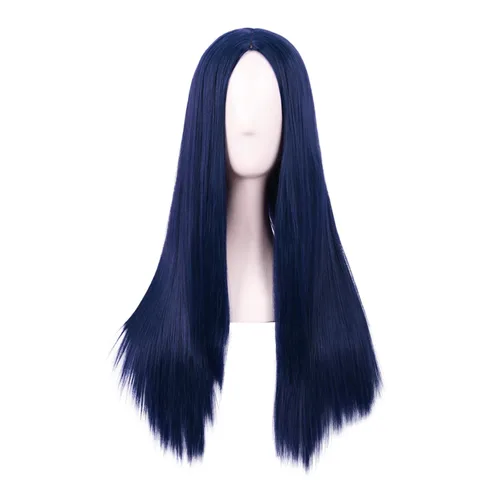 Vista 7 de MapofBeauty - Peluca sintética larga especial para mujer, de 28 pulgadas (70 cm), cabello lacio, color negro