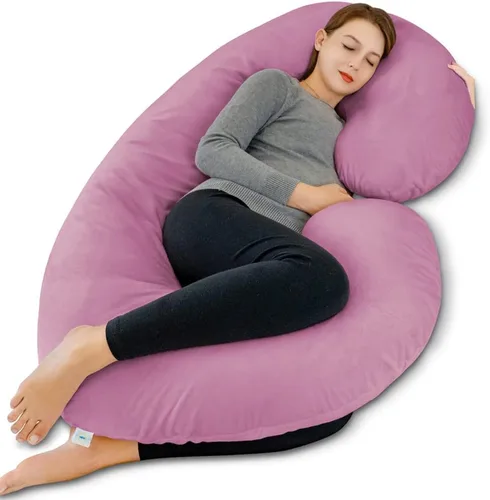 Vista 13 de INSEN - Almohada de embarazo, almohada corporal de maternidad para embarazadas, almohada de embarazo en forma de C con funda de almohada corporal