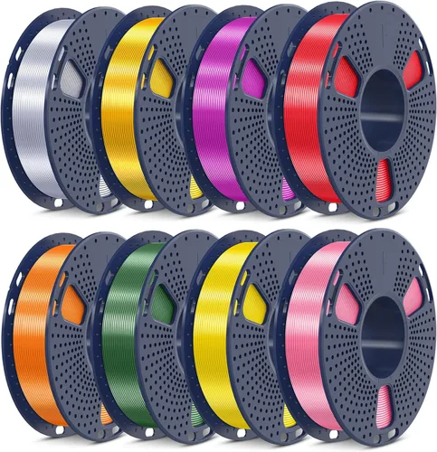 Vista 13 de SUNLU - Paquete de filamento PLA de 8.82 oz, 0.07 in, filamento multicolor Pla carrete - negro+claro+claro (rojo+verde+azul+amarillo+púrpura+naranja)