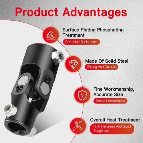 Vista 3 de CCIYU 1" DD * 3/4" DD Negro Juntas de Dirección Solo Eje Universal U-Joint 3.780 in