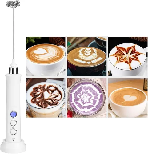 Vista 6 de Mezclador de mano eléctrico portátil USB batidor de huevos eléctrico espumador de leche agitador de café mezclador utensilios de cocina blanco