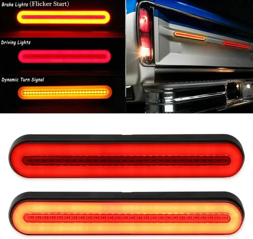 Vista 10 de Paquete de 2 barras de luces traseras LED de 9 pulgadas para remolque + parada de freno + conjunto de luces de señal de giro e identificación, tira