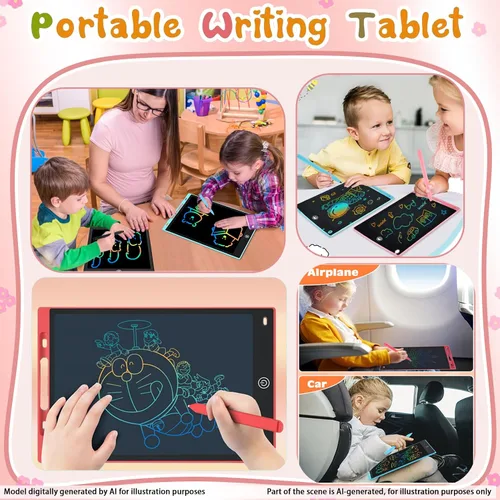 Vista 5 de Paquete de 2 tabletas de escritura LCD para niños de 8.5 pulgadas, colorido tablero de dibujo para niños, juegos de viaje, actividades