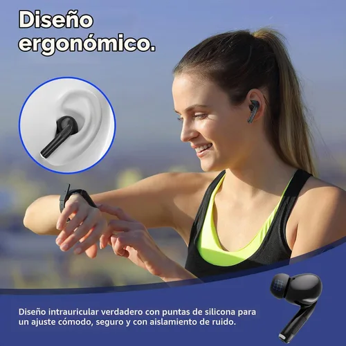 Vista 8 de Auriculares inalámbricos, auriculares Bluetooth 5.3 con reducción de ruido ENC/ANC, pantalla de alimentación LED, control táctil, IPX4 impermeable