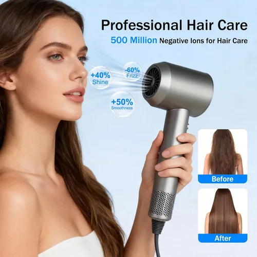 Vista 3 de Secador de pelo iónico profesional para mujeres, 115000 RPM Secador portátil de alta velocidad para hombres. Secador de pelo silencioso y ligero