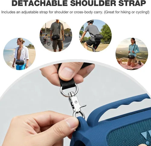 Vista 5 de Funda de silicona compatible con altavoz Bluetooth portátil impermeable JBL Charge 5 (azul)
