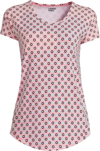 Vista 2 de Lands' End Camiseta ligera de manga corta con cuello en U para mujer