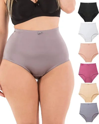 Vista 2 de Barbra's - Calzones de cintura alta para mujer ceñidores con control abdominal (6 unidades)
