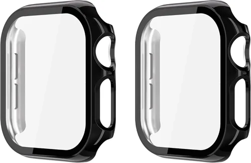 Vista 11 de Juego de 2 fundas con protector de pantalla de vidrio templado para Apple Watch SE (Gen 1/2/3) Series 4/5/6 40mm, tacto suave, protección