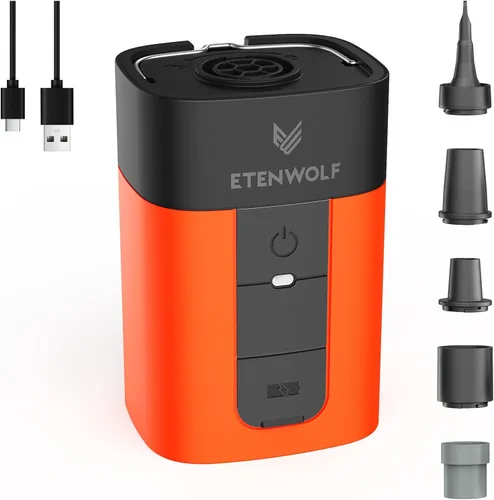 Vista 7 de ETENWOLF AIR 5 - Bomba de aire para inflables, bomba de aire eléctrica portátil con batería de 5200 mAh, inflador rápido y desinflador 4X, bomba