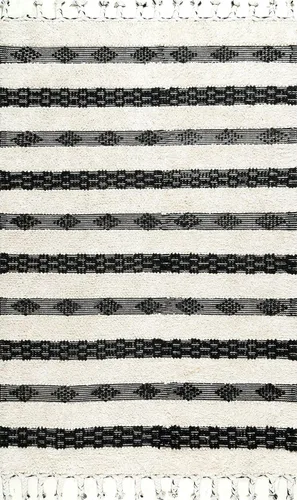 Vista 3 de nuLOOM Alfombra Delia Shag hecha a mano, 4 x 6 pies, color marfil