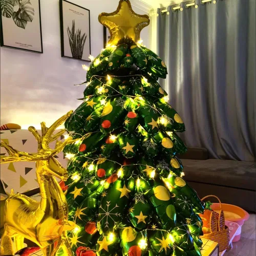 Vista 3 de Árbol de Navidad inflable, globos autosostenibles de 40 pulgadas, globos de papel de aluminio para árbol de Navidad de interior y exterior Árbol