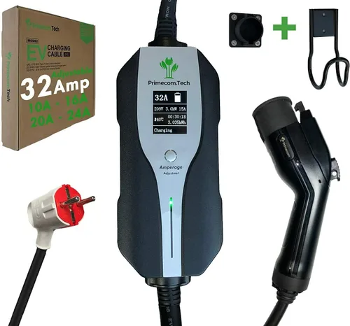 Vista 22 de Primecom.Tech - Cargador de vehículo eléctrico de nivel 2 (EV) Amperaje ajustable