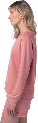 Vista 3 de Alternative Sudadera para mujer, diseño de rizo francés con lavado mineral, estilo vintage, cuello redondo, Rosa (Rose Bloom)