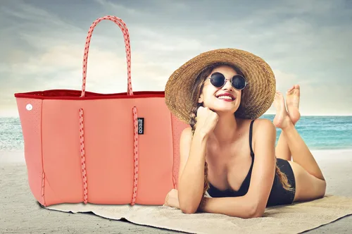 Vista 6 de QOGiR Bolsa de playa multiusos de neopreno con bolsillo interior con cierre de cremallera