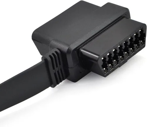 Vista 5 de Cable divisor OBD2 de 20 pulgadas/19.7 in, OBD-II, 16 pines, hembra a macho/hembra, conector de extensión de cable plano, cable de diagnóstico