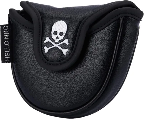 Vista 5 de Golf Club Skull Skeleton Mallet Putter Cover Magnetic Closure PU Leather Headcover