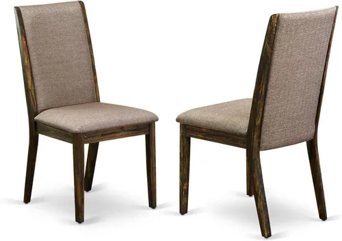 Vista 11 de East West Furniture LAP1T47 Lancy Parson - Juego de 2 sillas de comedor tapizadas de tela de lino color sable claro, color negro