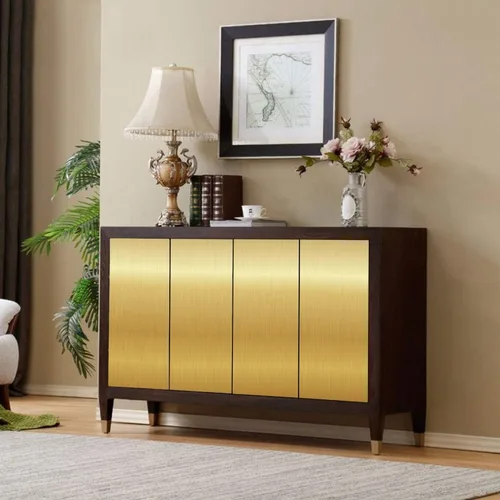 Vista 3 de WENMER Papel tapiz dorado metálico para despegar y pegar de 17.71 x 590 pulgadas, papel de contacto con aspecto de metal cepillado, decoración