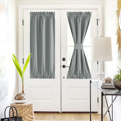 Vista 174 de NICETOWN Cortinas de Lino para Puerta Lateral - Cortinas Opacas con Aislamiento Térmico para Puerta Delantera Francesa para Sombra Pequeña