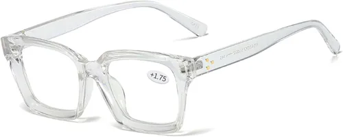 Vista 10 de Lentes de lectura cuadrados estilo retro Oprah, armazón grande y vidrios de 1.96 pulgadas.