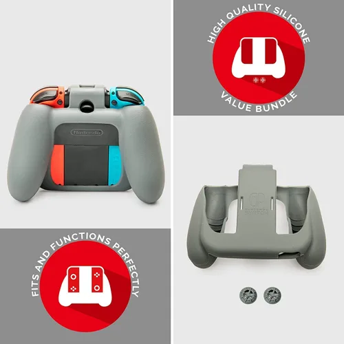 Vista 5 de Officially Licensed Nintendo Switch Joy-Con Action Pack Grip and Thumb Buttons Neon Blue Textured Silicone
