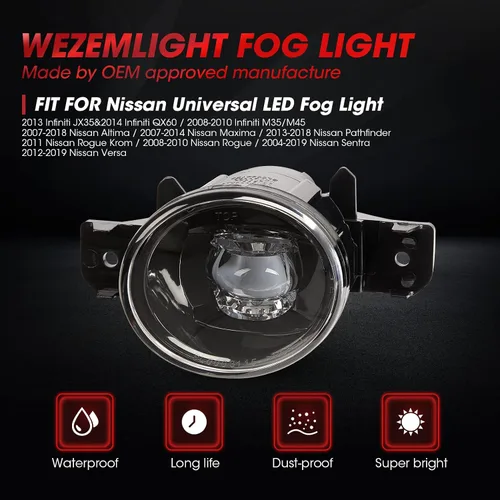 Vista 4 de Nueva Versión Luz Antiniebla LED de Reemplazo Para 2004-2018 Nissan Sentra /11-14 Nissan Maxima/Altima Sedan 07 en adelante/14-16 Rogue/08-10
