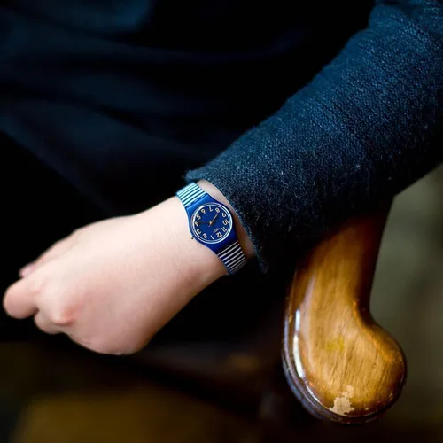 Vista 6 de Swatch Reloj unisex ORA D'ARIA (Modelo LN153), Azul, Movimiento de cuarzo