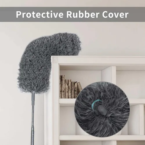 Vista 4 de BOOMJOY Plumero de plumas de microfibra con poste extensible de 100 pulgadas, paquete de 2 plumeros para limpieza de techo, ventilador, muebles