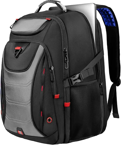 Vista 7 de Z-MGKISS Mochila de viaje extra grande de 55 L, mochila para laptop de 18.4 pulgadas para hombres, resistente al agua, aprobada por la TSA, bolsa
